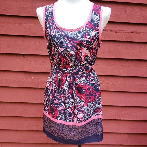 Forever21 Lightweight Mini Summer floral navy pink Dress Size Medium M - Picture 1 of 7